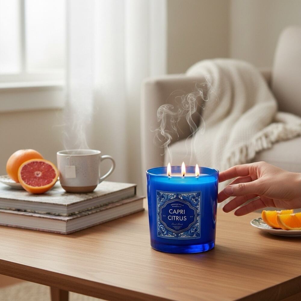 Leoben Co Capri Citrus Scented Candle Vegan Soy Wax‎ 3 Wick 24 Oz Bougie Candle